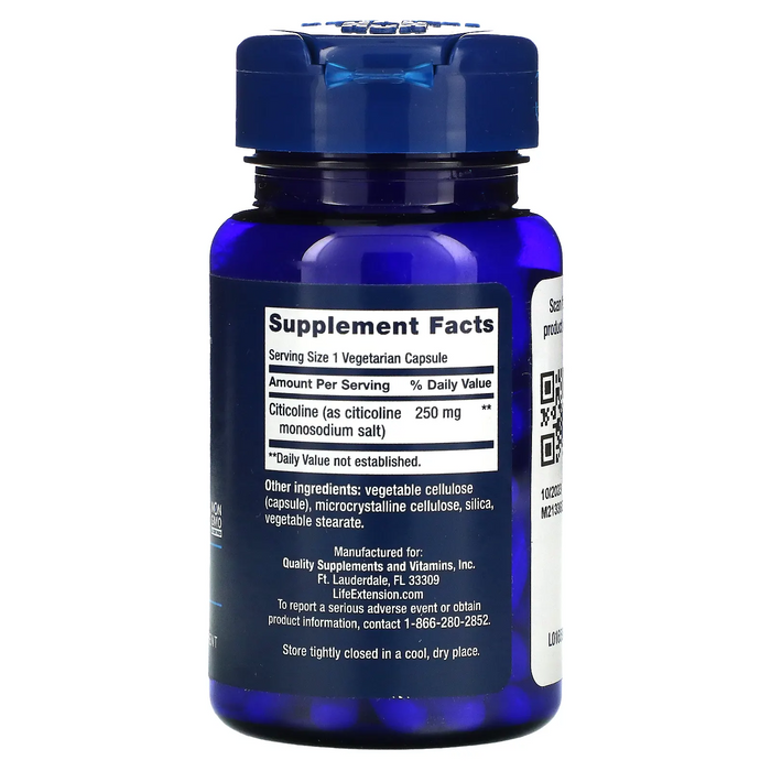 Citicolina (CDP-Colina) Función del Cerebro (60 veg caps), Life Extension