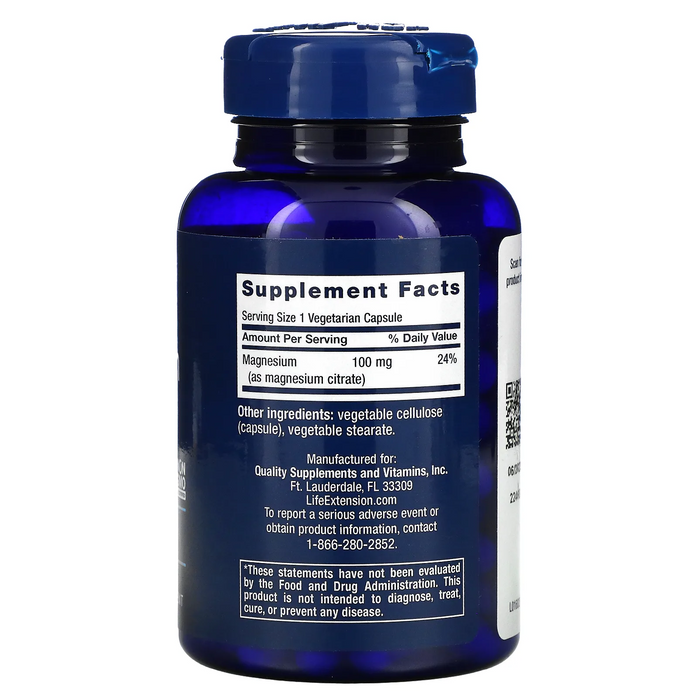 Citrato de Magnesio 100 mg (100 veg caps), Life Extension