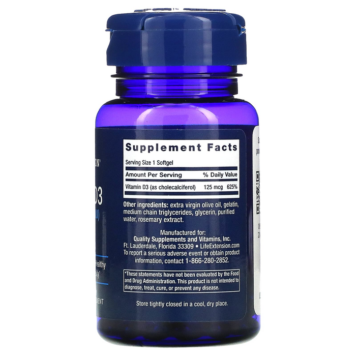 Vitamina D3 125 mcg 5000 UI (60 softgels), Life Extension