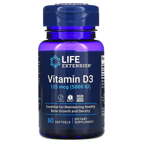 Vitamina D3 125 mcg 5000 UI (60 softgels), Life Extension
