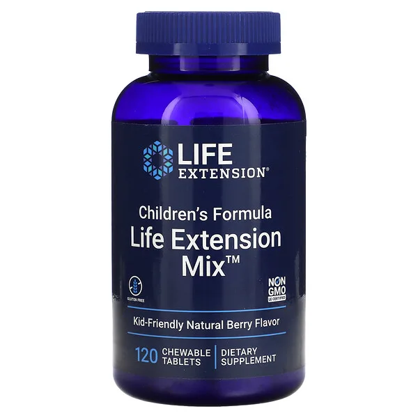Multivitamínico para Niños Sabor Frutos Rojos (120 tabs masticables), Life Extension