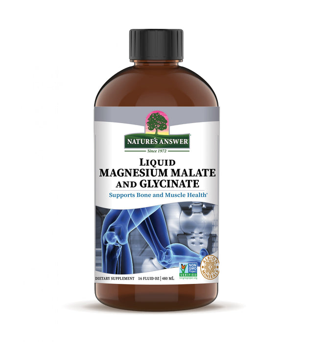 Glicinato y Malate de Magnesio, Liquido (16 fl oz 480 ml), Nature's Answer
