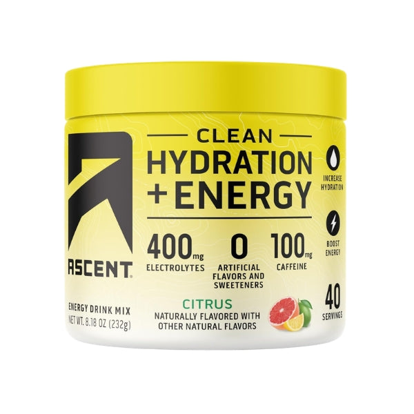 Electrolitos Clean de Hidratacion + Energía Sabor Cítrico (8.32 oz 232 g), Ascent