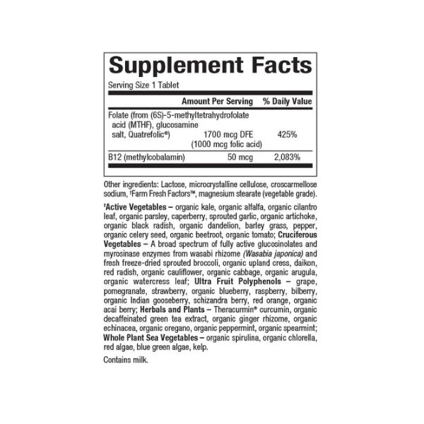 Folato con B12 1,000 mcg BioCoenzymated® (60 tabs), Natural Factors