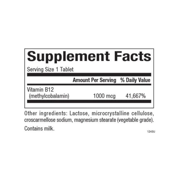 B12 Metilcobalamina 1,000 mcg Masticable (90 tabs), Natural Factors