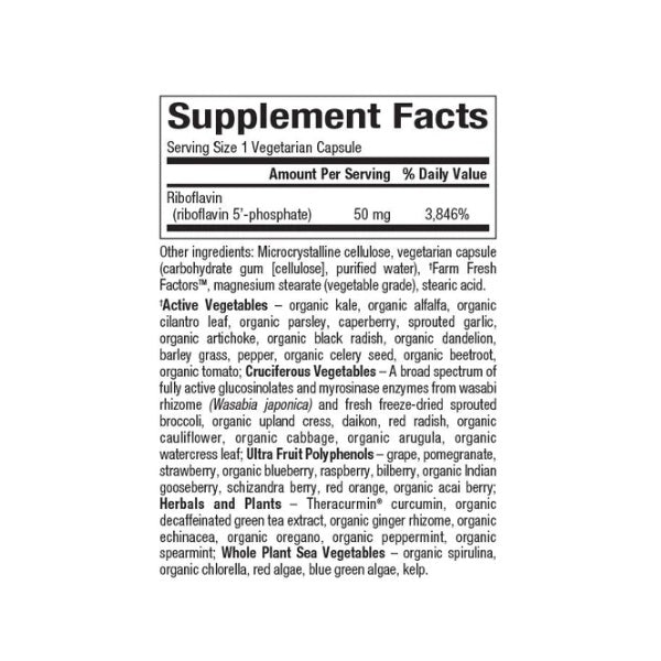 Riboflavin 5'-phosphate 50 mg BioCoenzymated® (30 vcap), Natural Factors