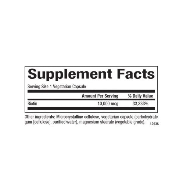 Biotina Extra Fuerza 10,000 mcg (60 vcap), Natural Factors