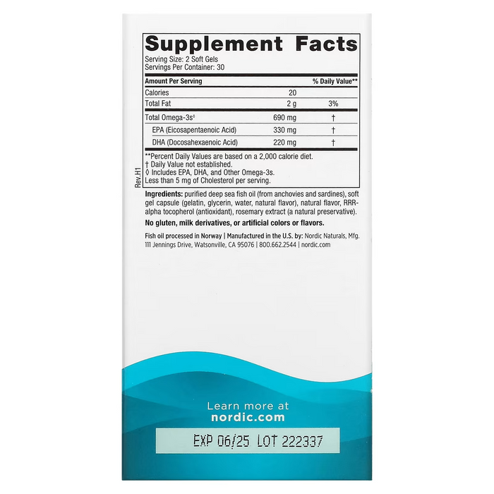 Omega 3, 690 mg (60 softgels), Nordic Naturals