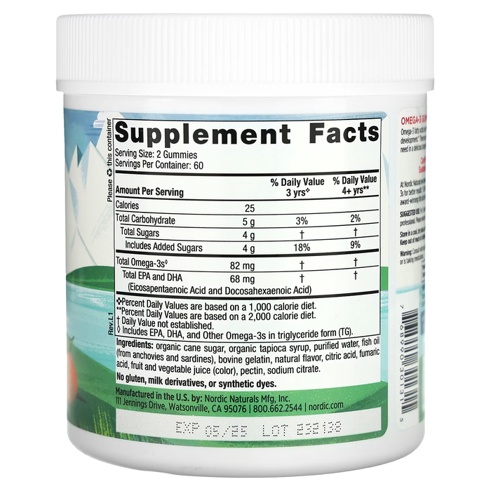Omega-3 para Niños 82 mg Sabor Mandarina (120 Gomitas), Nordic Naturals