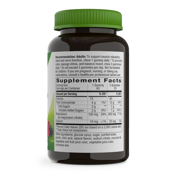 Citrato de Magnesio 100 mg Sabor Frutos Rojos (60 gomitas), Nature's Way