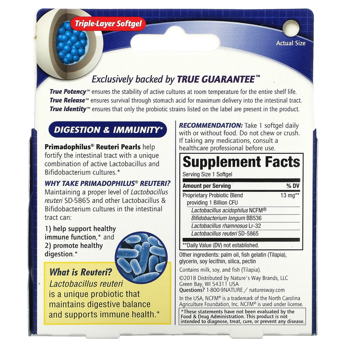 Probiótico Reuteri Perlas Primadophilus® (30 softgels) , Nature's Way