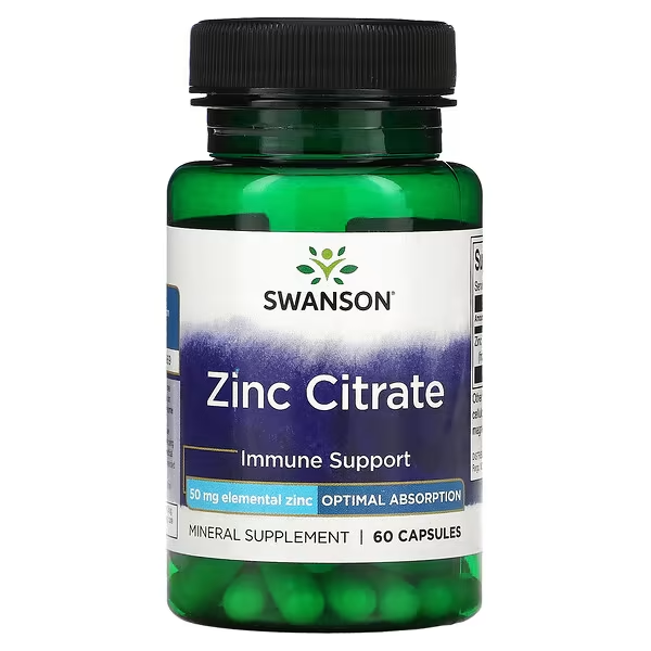 Citrato de Zinc 50 mg (60 caps), Swanson