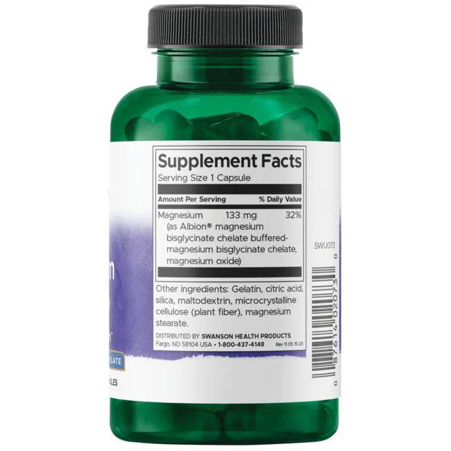 Glicinato de Magnesio de Albion 133 mg (90 caps), Swanson