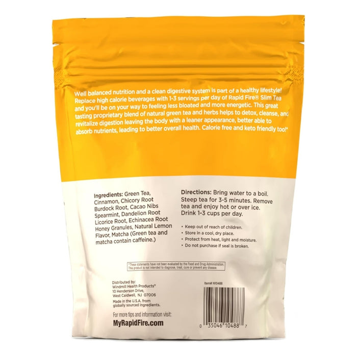 Té Adelgazante de Rápida Acción Slim Tea Rapid Fire® Sabor Limón (14 pzs), Windmill