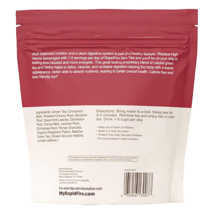 Té Adelgazante para Desintoxicaión Rapid Fire® Sabor Frambuesa (14 sobres), Windmill
