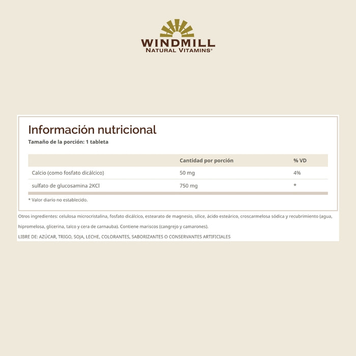 Sulfato de Glucosamina 750 mg (30 tabs), Windmill