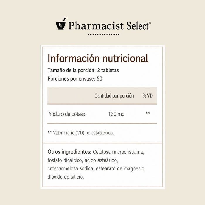Yoduro de Potasio 65 mg Pharmacist Select® (100 tabs), Windmill