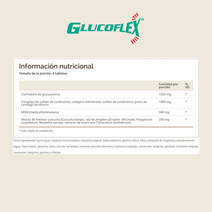 Glucosamina y Sulfato de Condroitina con MSM Glucoflex® (120 caplets), Windmill
