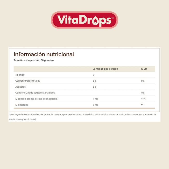 Melatonina y Magnesio Sabor Fresa VitaDrops™ (60 gomitas), Windmill