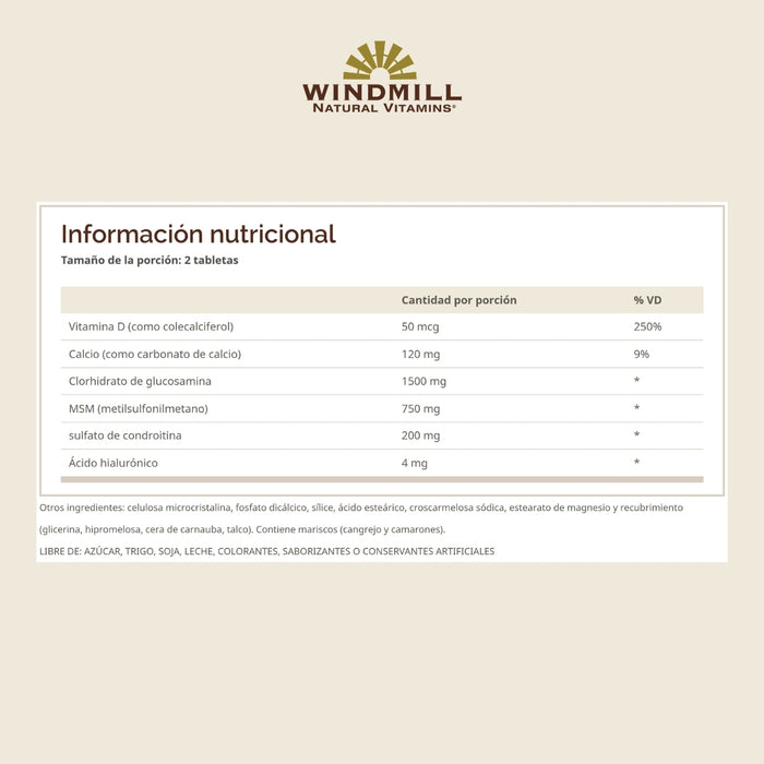 Glucosamina con Condroitina y MSM (60 tabs), Windmill