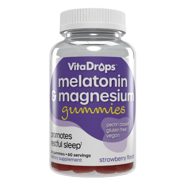 Melatonina y Magnesio Sabor Fresa VitaDrops™ (60 gomitas), Windmill