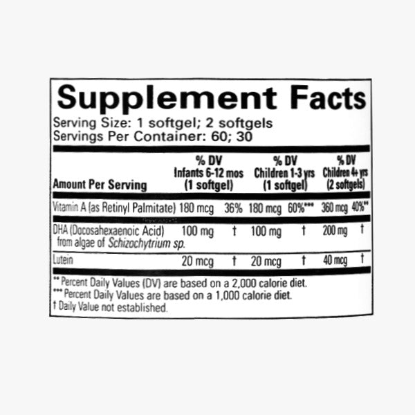 CC Alga DHA con Vitamina A y Luteina para Niños, vegano.(60 softgels), Child Life