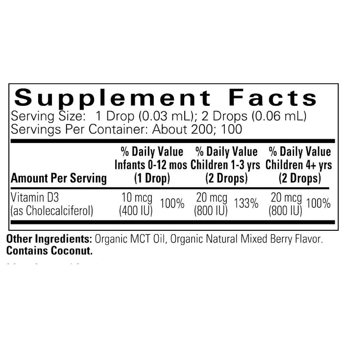Vitamina D3 Orgánica 400 UI para Niños (0.21 fl oz 6.25ml), Child Life