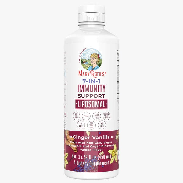 Inmunidad 7 en 1 Liposomal Sabor Jengibre Vainilla, Liquido (15.22 fl oz 450 ml), Mary Ruth's
