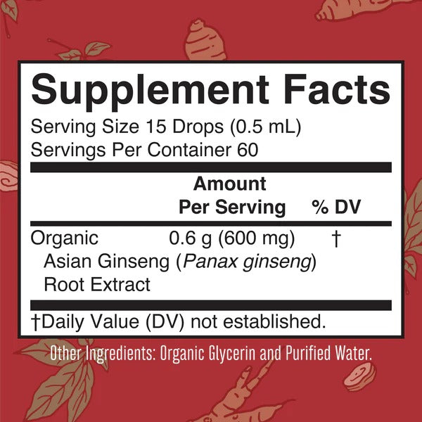 Raiz de Ginseng Asiatico Organico, Liquido (1 fl oz 30 ml), Mary Ruth's