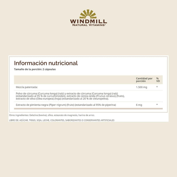 Complejo de Cúrcuma con Pimienta Negra (60 caps), Windmill