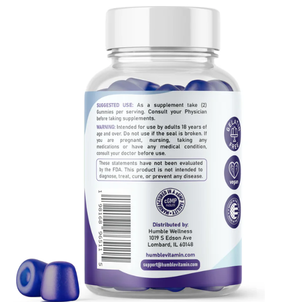 Ashwagandha y Melatonina 10 mg para Dormir Bien (60 gomitas) | Humble