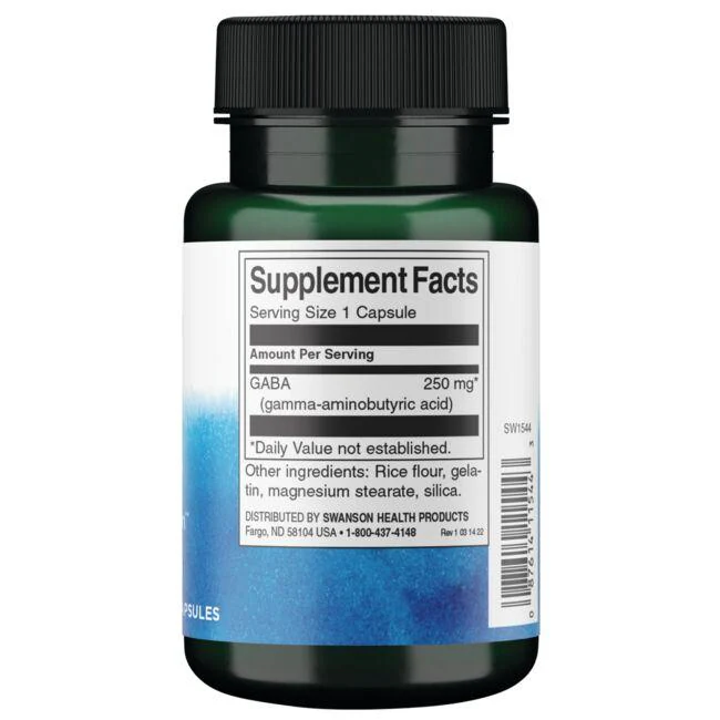 Swanson Premium GABA gamma aminobutyric acid 250mg 60 caps