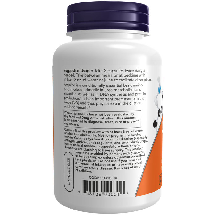 L-Arginine 500 mg (250 Veg Caps)/ L-Arginine 500 mg Veg Capsules