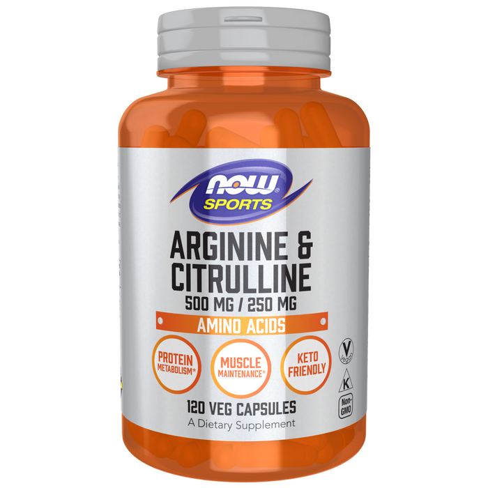 Arginina y Citrulina 500 mg 250 mg (120 veg caps)