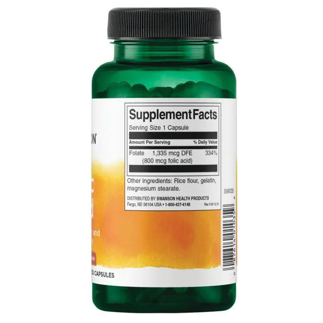 Acido Folico 800 mcg (250 caps), Swanson