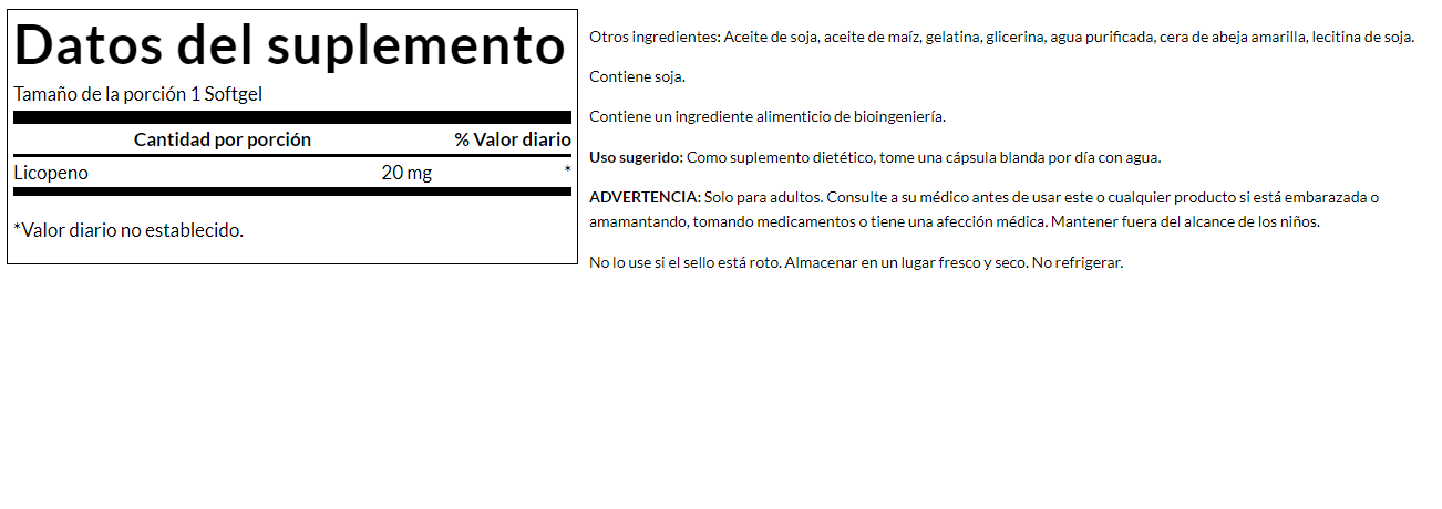 Licopeno 20 mg (60 softgels), Swanson