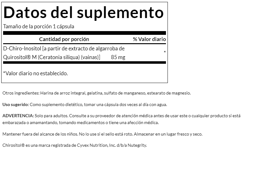 Quirositol D-Chiro-Inositol 85 mg (60 caps), Swanson