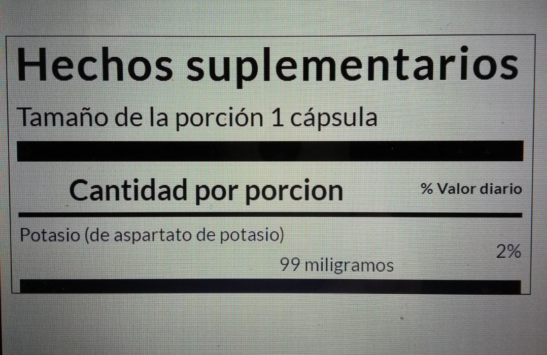 Aspartato de Potasio 99 mg (60 caps), Swanson