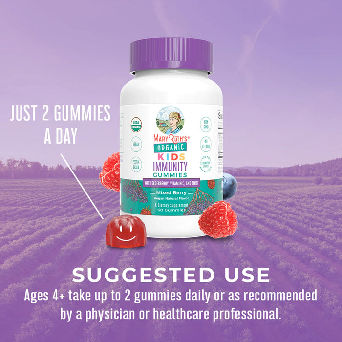 Inmunidad Para Niños Organica Sabor Frutos Rojos (60 gomitas), Mary Ruth´s