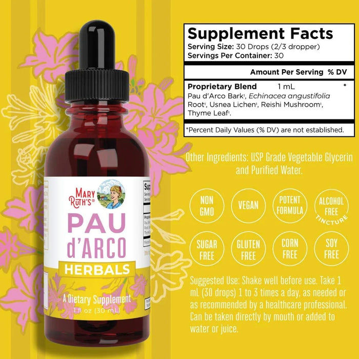 Pau D'arco, Gotas Herbales Liquidas 30 ml (1 fl oz), Mary Ruth's