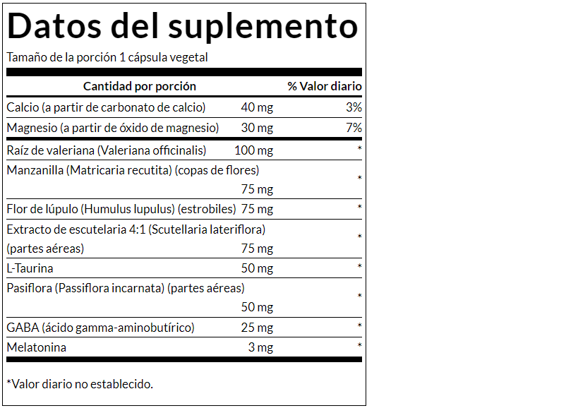 GABA y Melatonina para Dormir Mejor (60 cápsulas vegetales) | Swanson